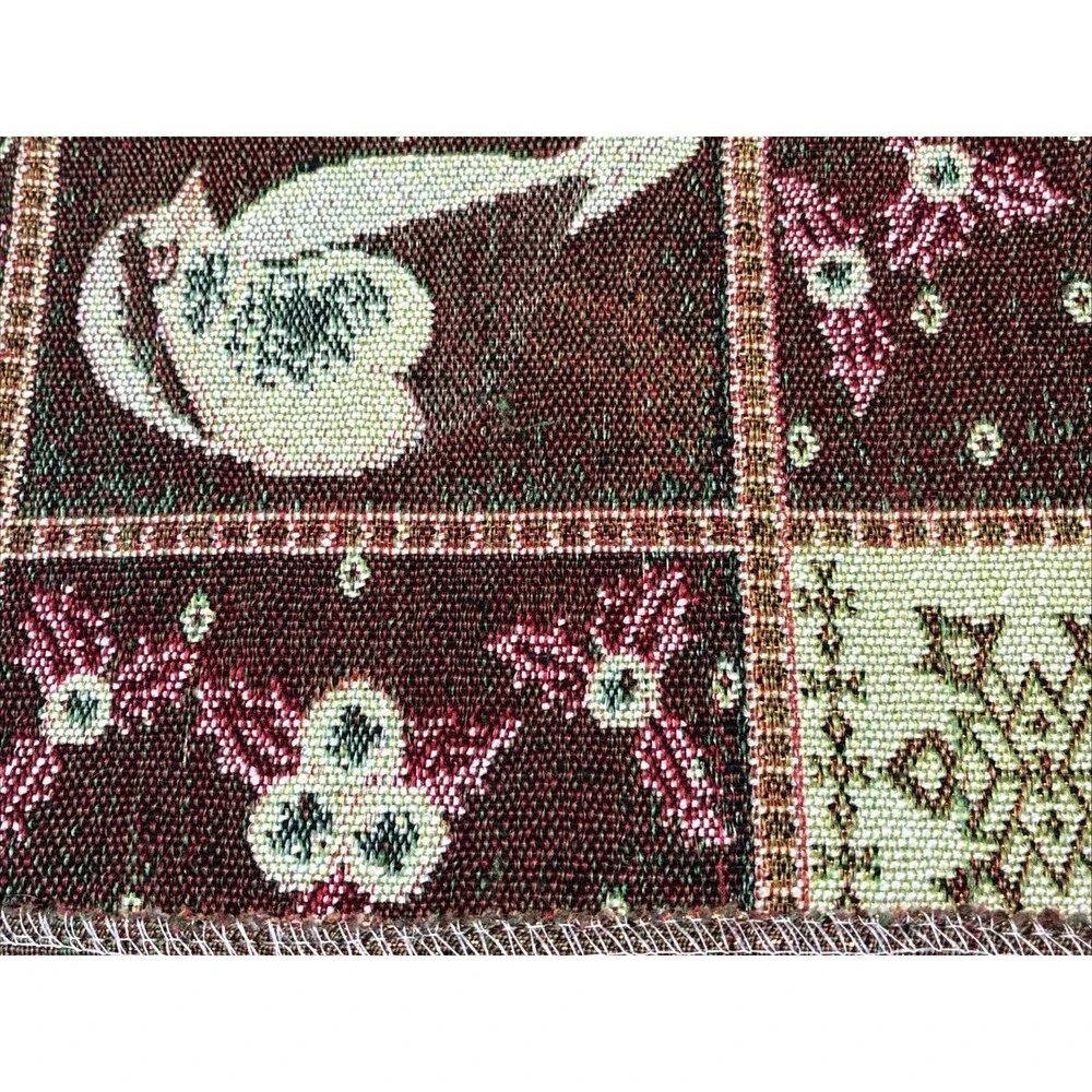 Christmas Winter Bird Tapestry Placemats Set/4 Holiday Snow Holly Gold Metallic